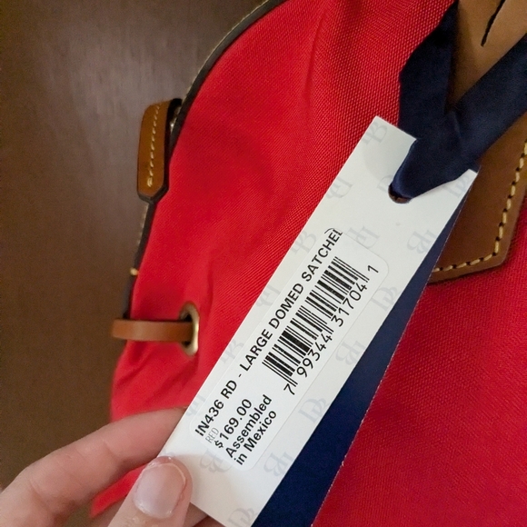 NWT! Dooney and Bourke Red Large Domed Nylon Satchel - Picture 7 of 7